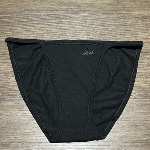 Victoria’s Secret PINK Stretch String Bikini Black Cotton Panties Small